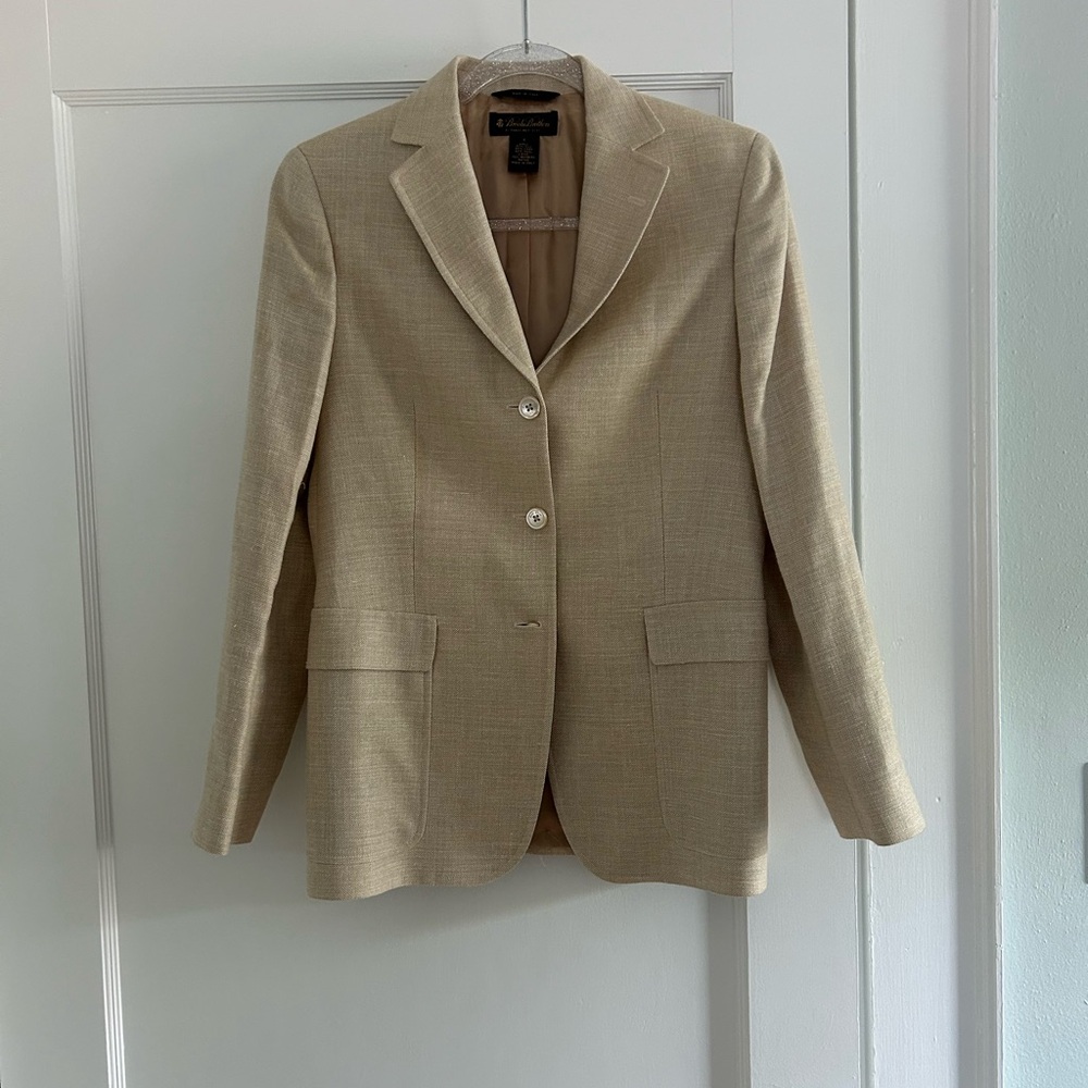 Brooks Brothers Beige Silk-Linen Blazer